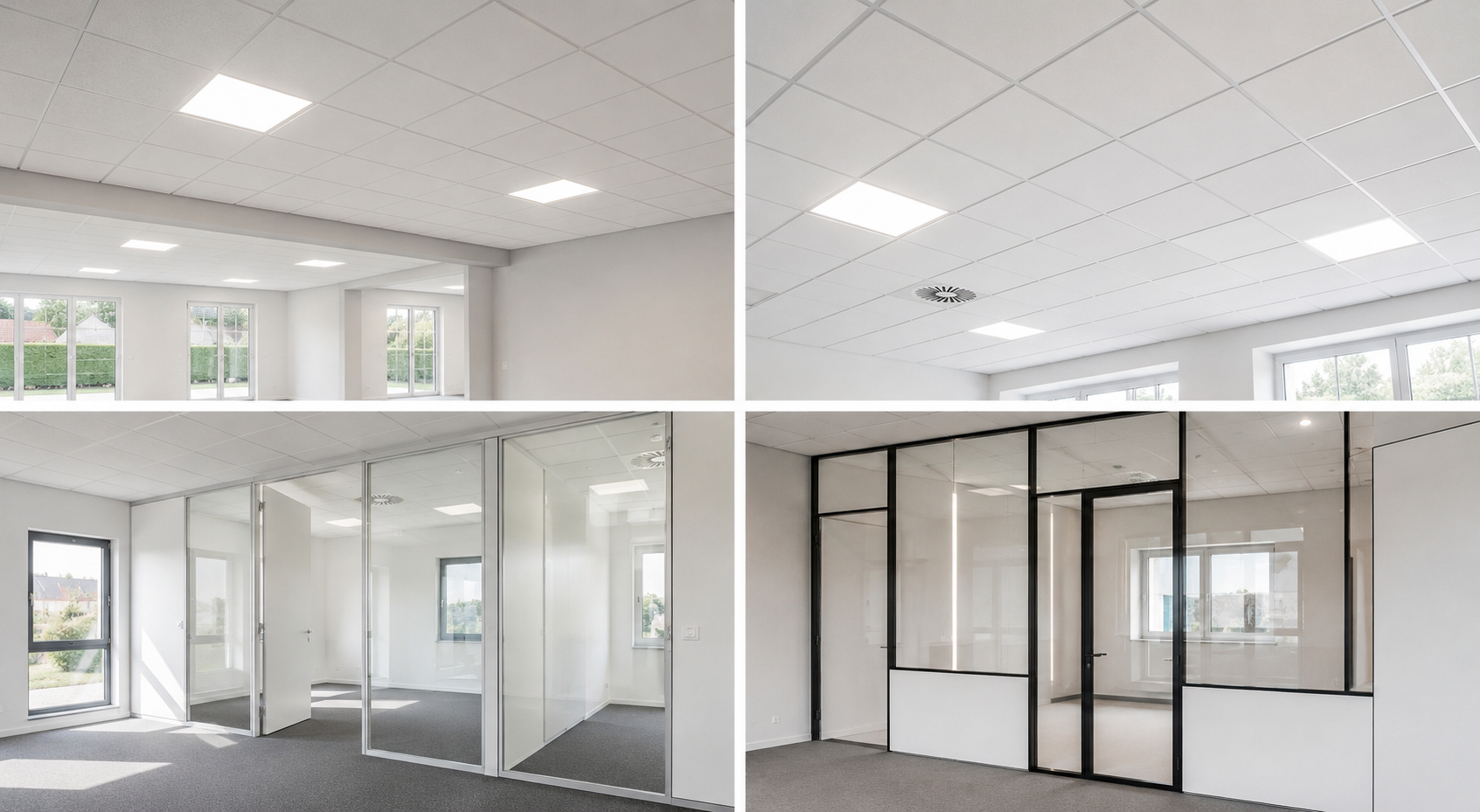 Plafonds suspendus et cloisons modulaires réalisés par SIGURET AMÉNAGEMENT