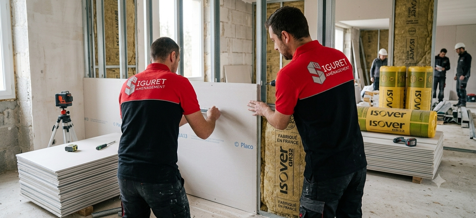 Pose de cloisons sèches et d'isolation intérieure