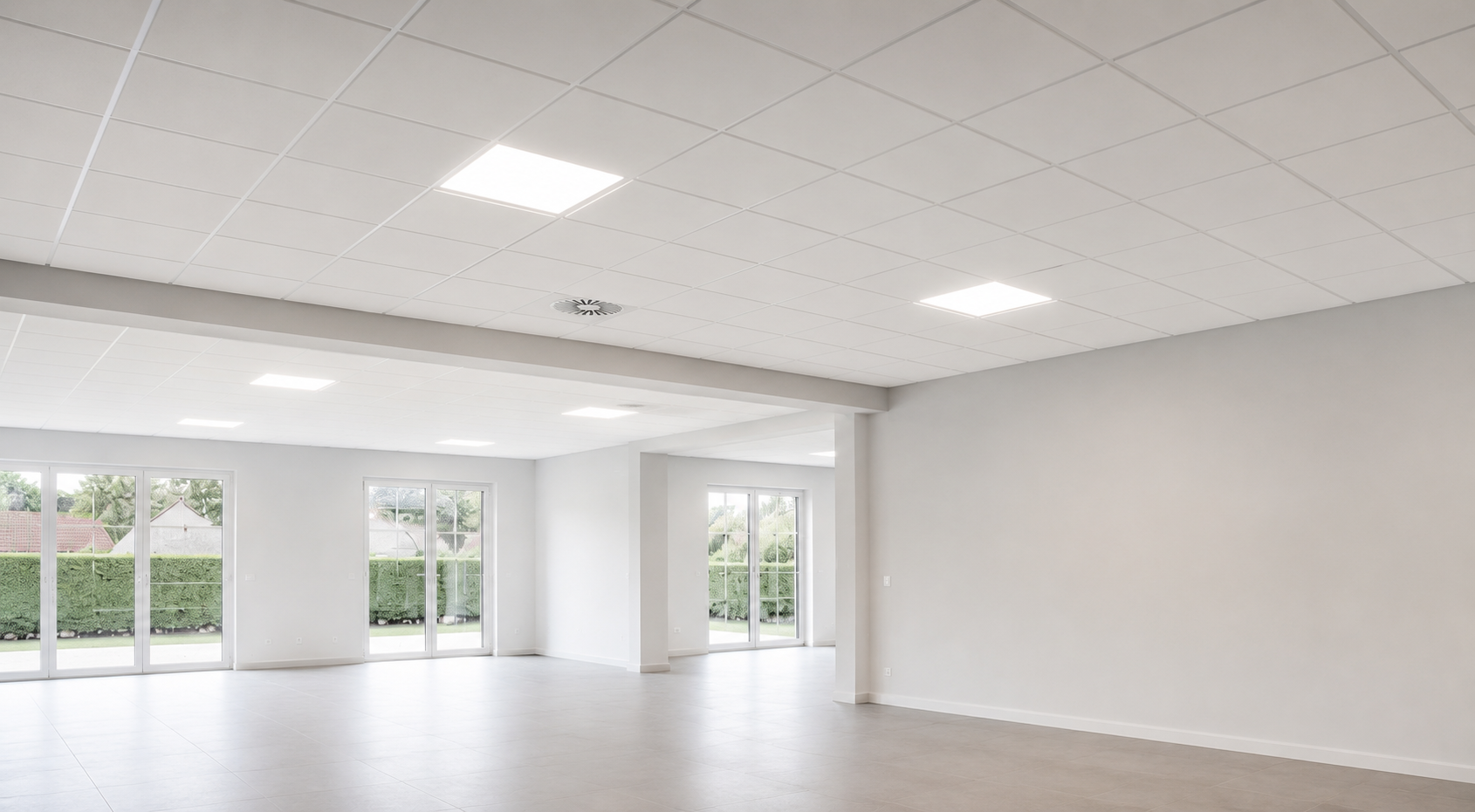 Plafond suspendu en dalles minérales